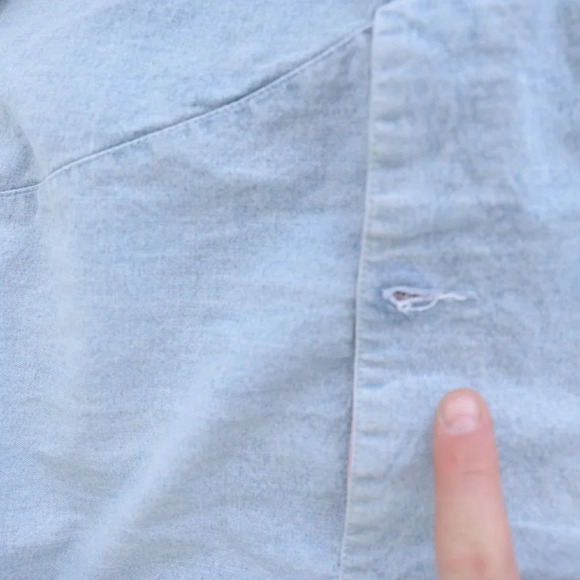 Vintage Green Village Blue Chambray Button Down Jacket 40 - Picture 14 of 16